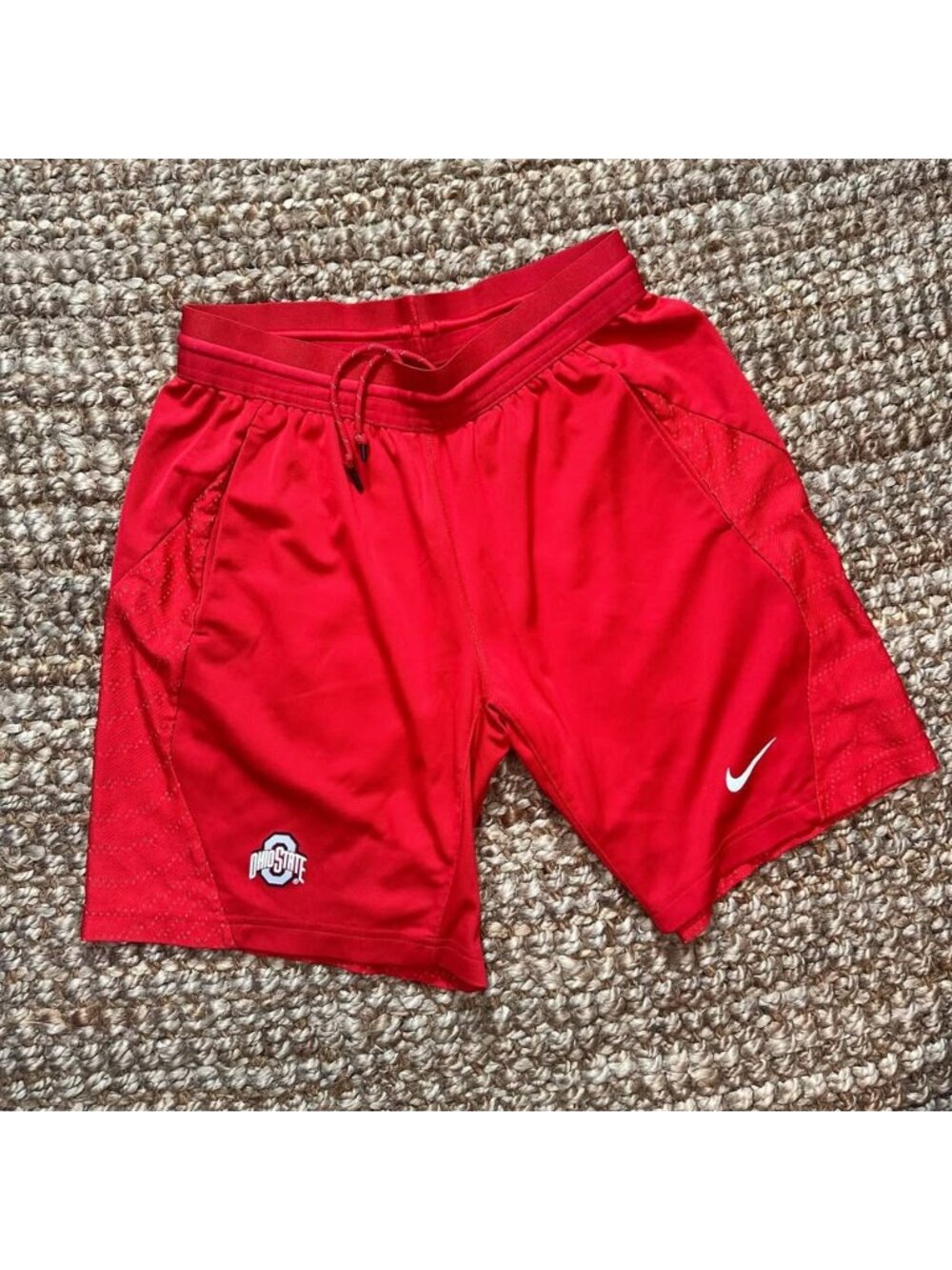 Nike Men's Ohio State Buckeyes Athletic Shorts Red Swoosh NCAA Gym Small